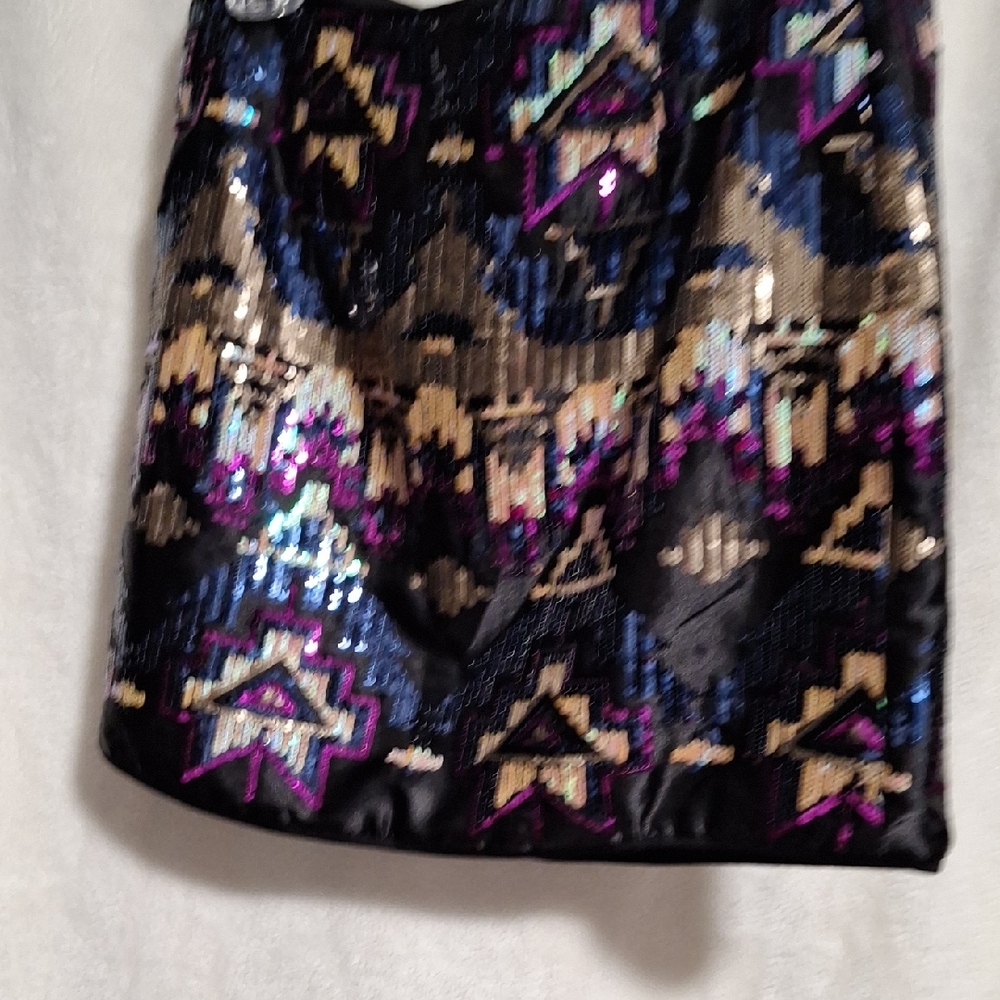 Sequin Embellished Skirt - Black and Purple